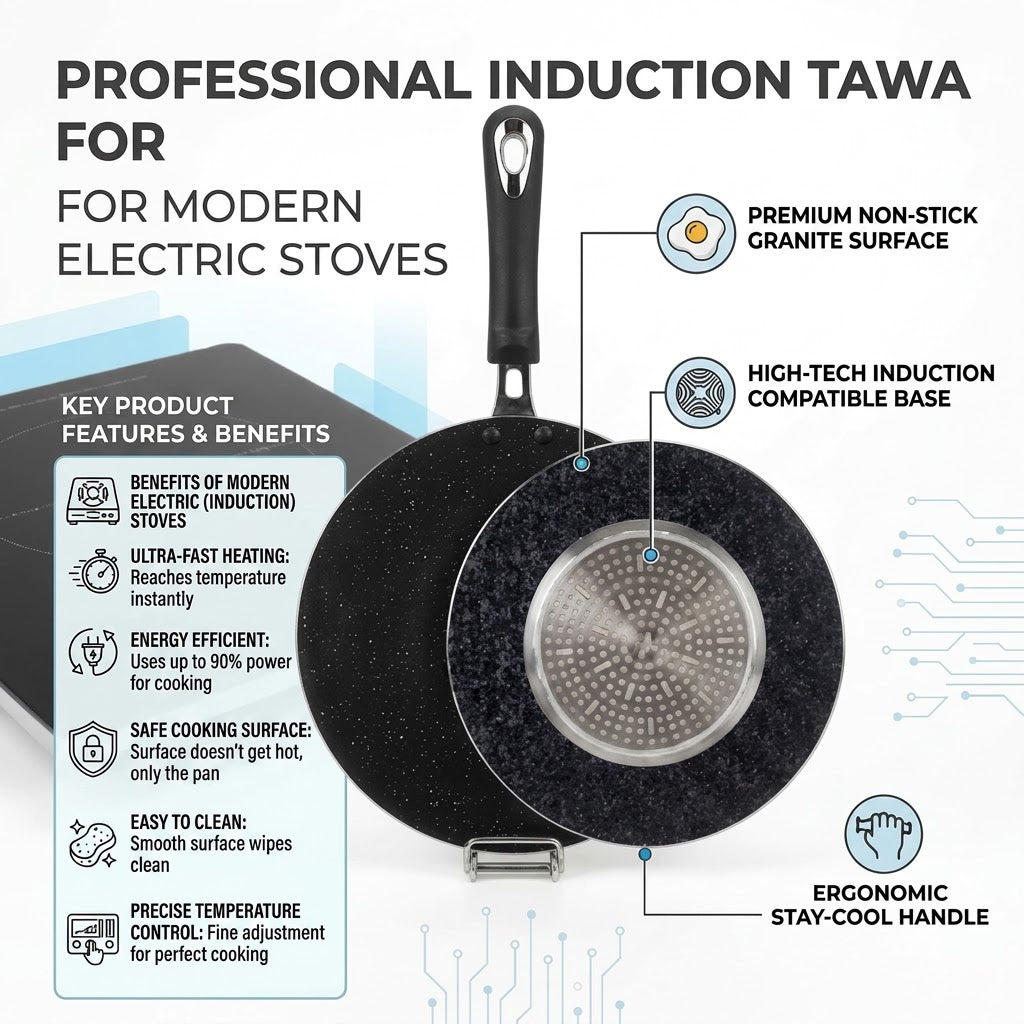 Domestic Induction Tawa 4-Layers Marble Size 12-inch (30CM)