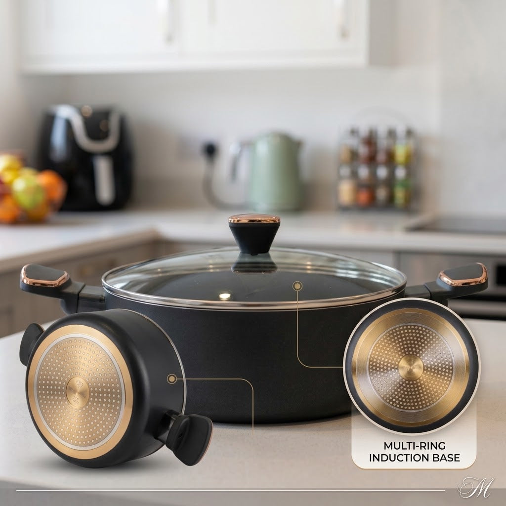 Majestic Induction Casserole 4-Layers Marble Coated