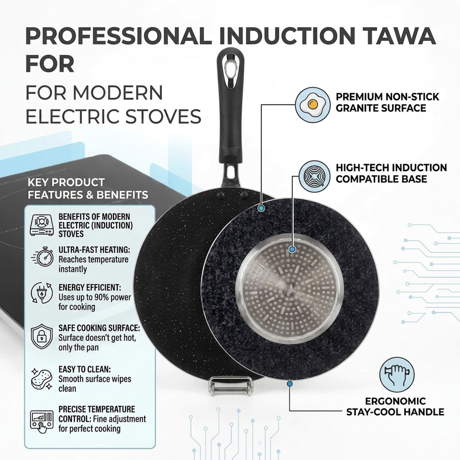 Domestic Induction Tawa 4-Layers Marble Size 12-inch (30CM)