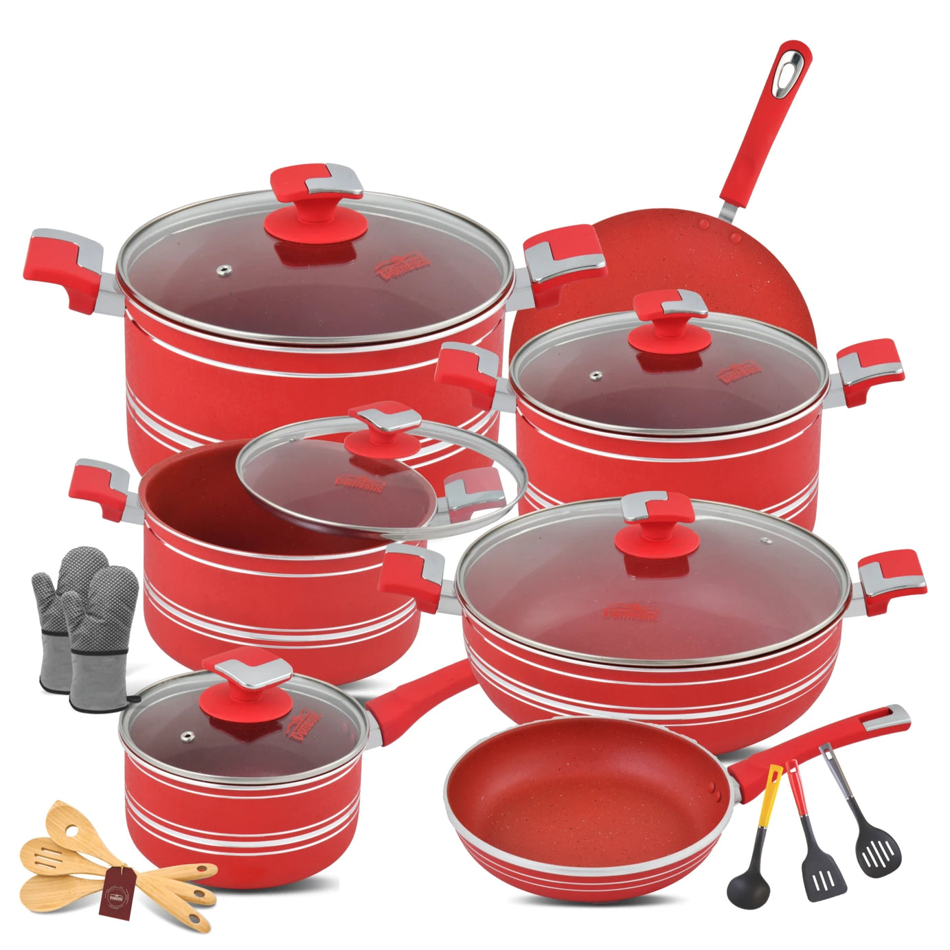 D - 161 – Nonstick Jumbo Gift Set – 22 Pcs (Interior+Exterior Marble) - Majestic Cookware
