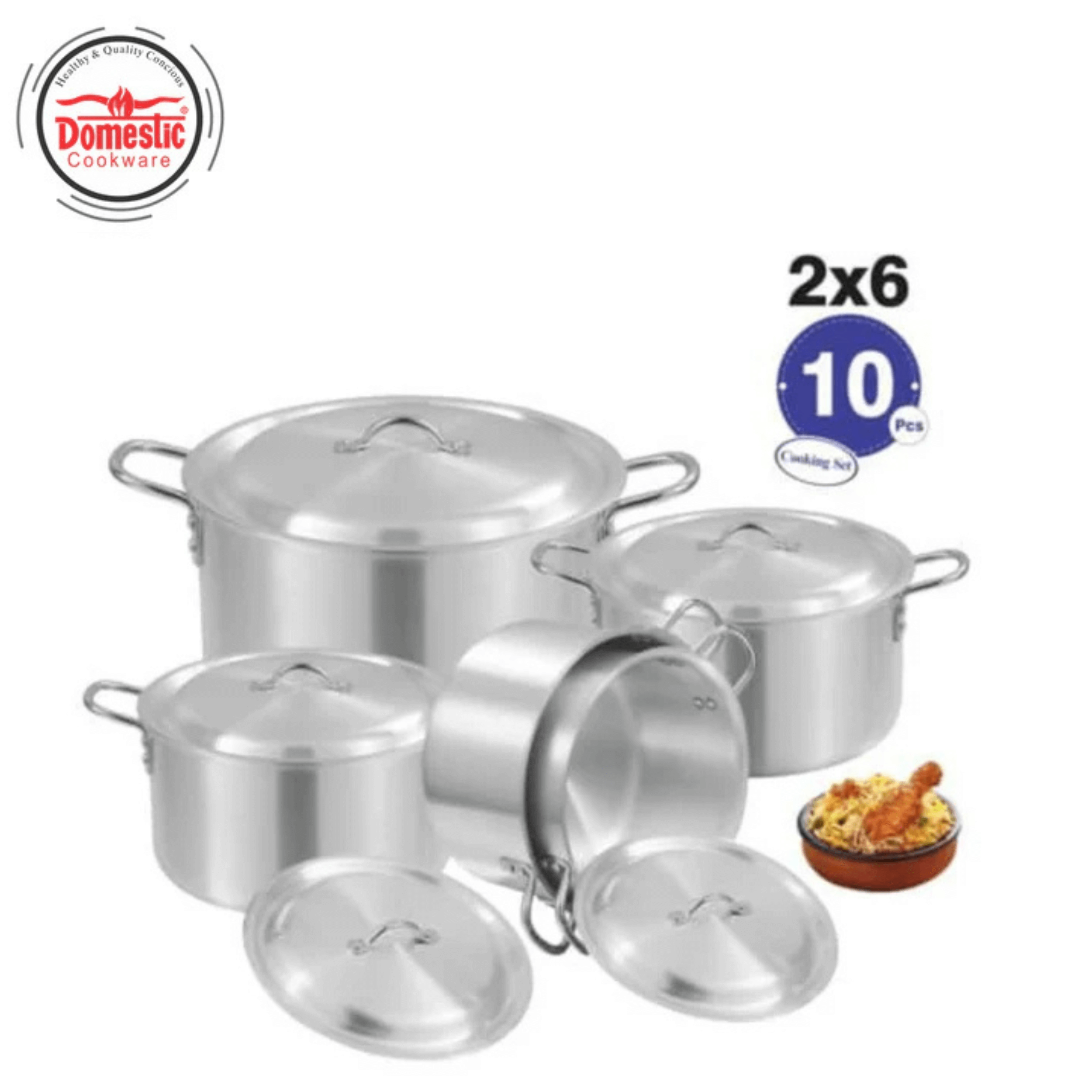 D-20-B AL Cooking Set 2x6 Metal Finish - Majestic Cookware