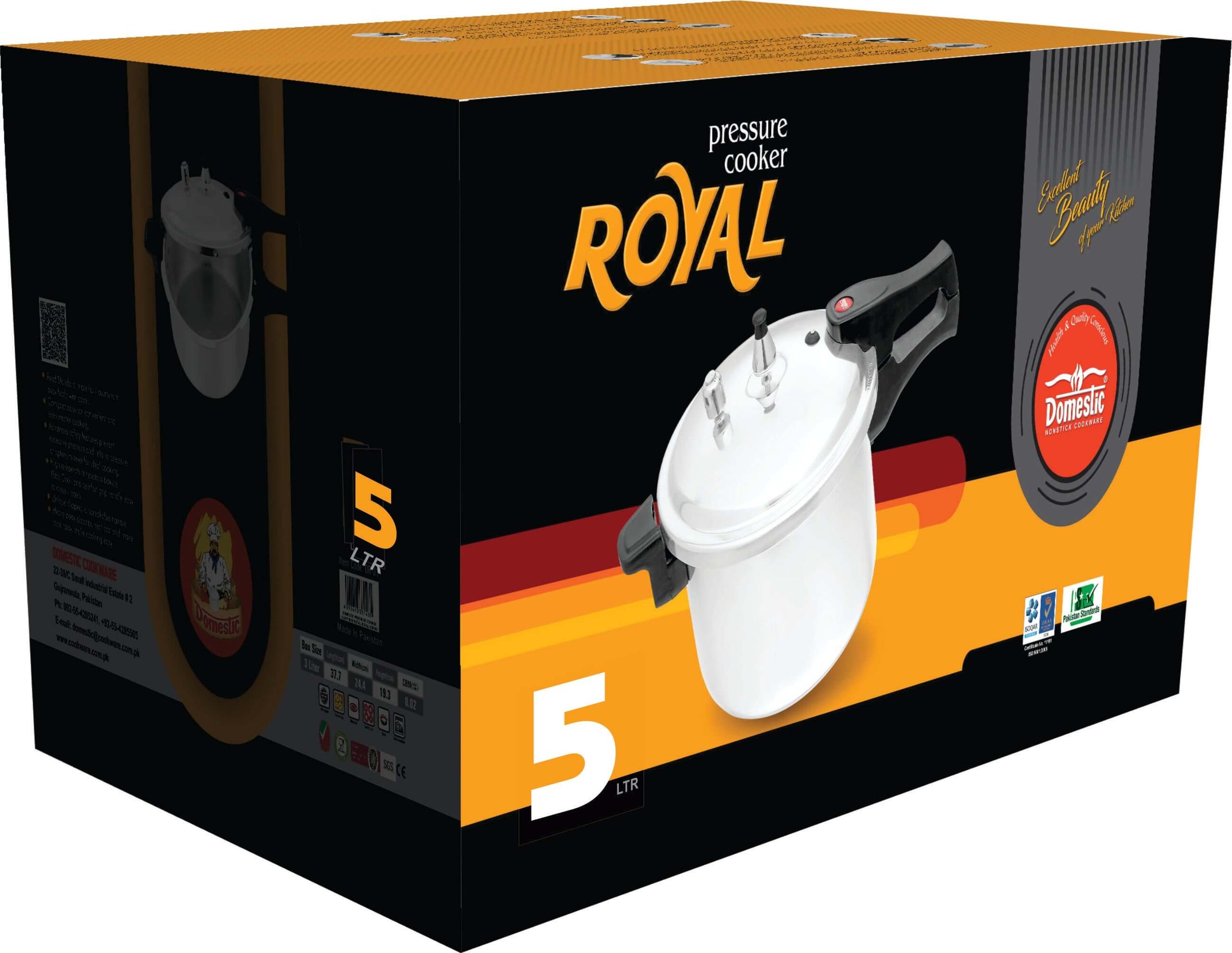 Domestic Royal Series Pressure Cooker 5 Liter