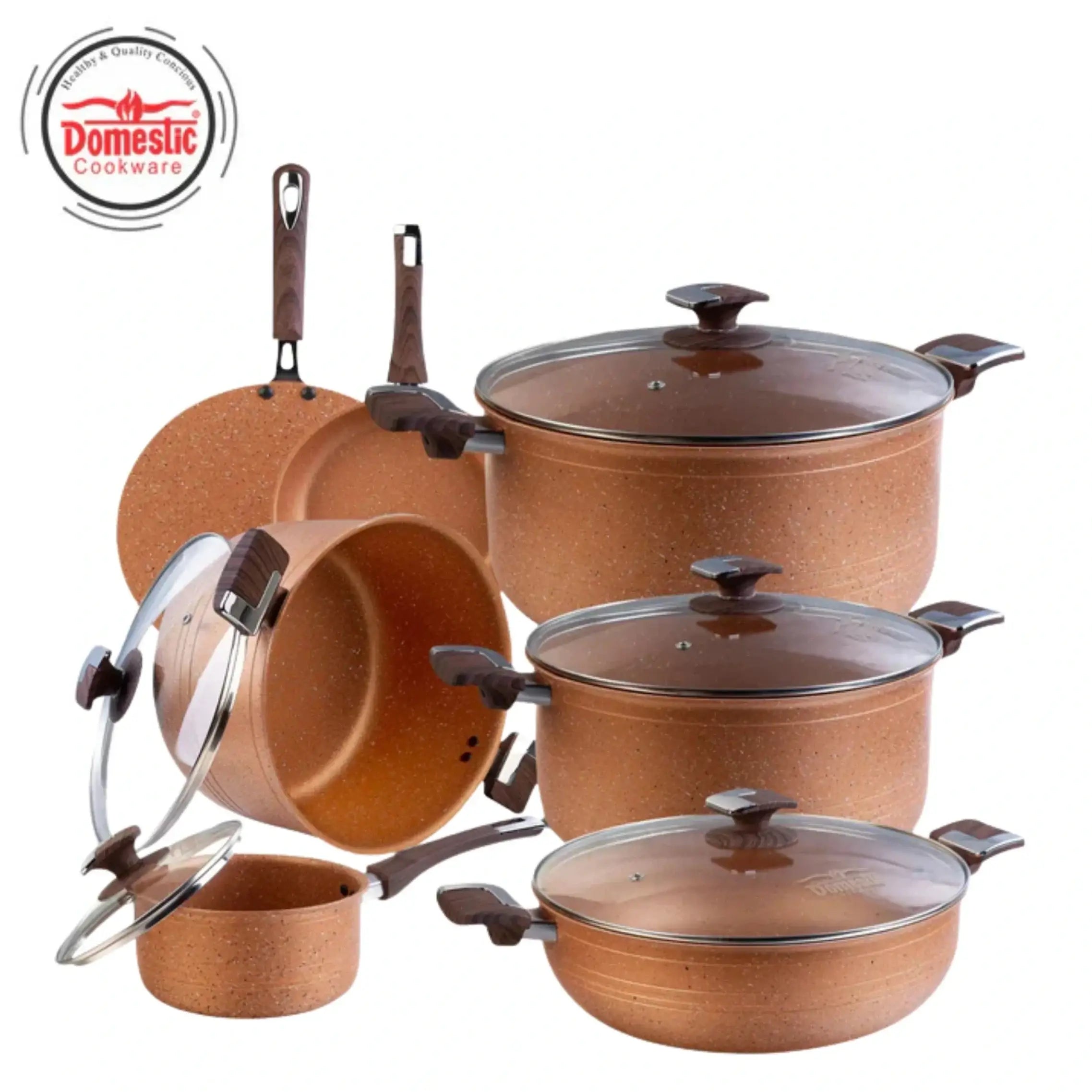 D - 161 – Nonstick Jumbo Gift Set – 22 Pcs (Interior+Exterior Marble) - Majestic Cookware