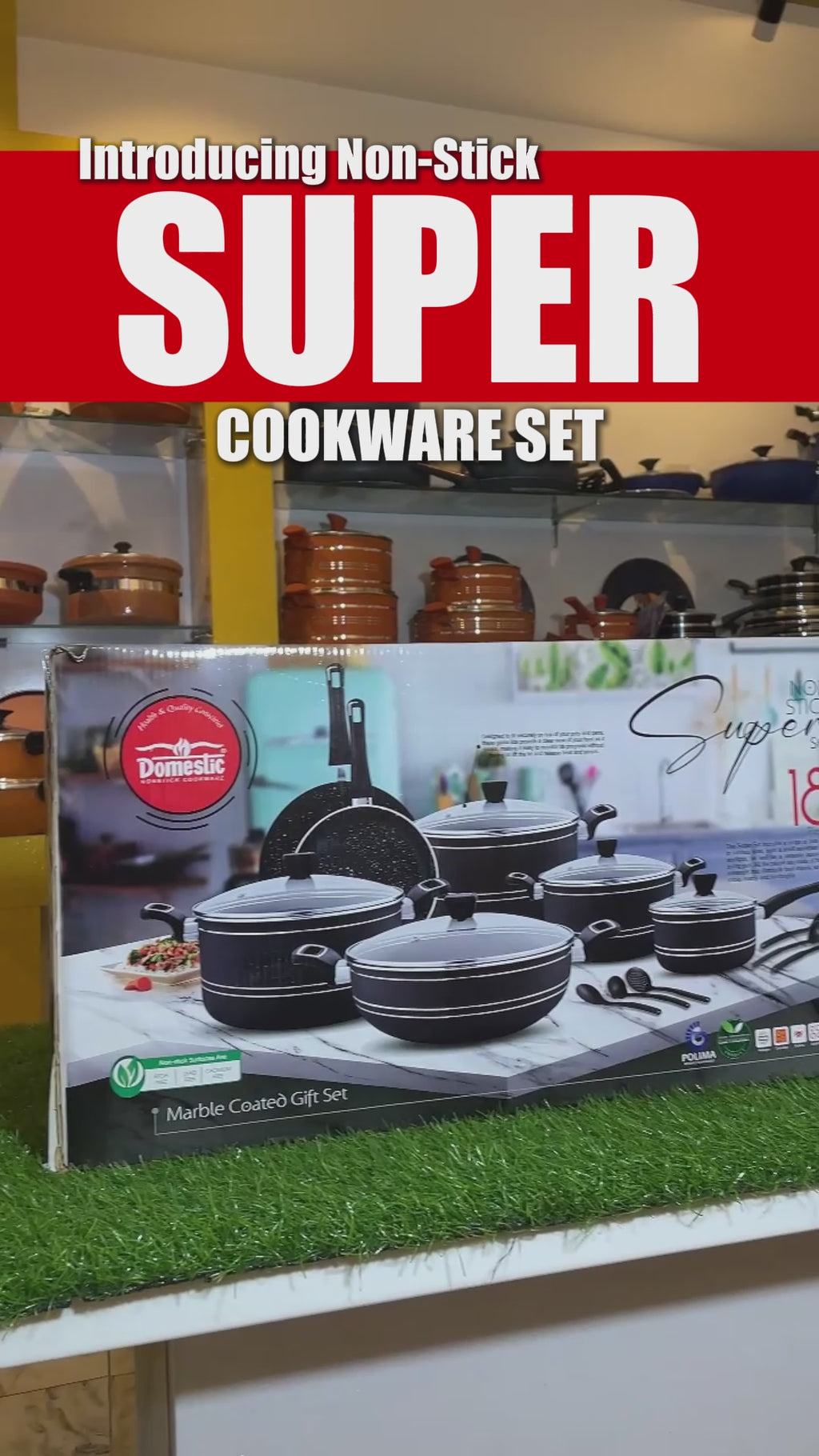 Non Stick Super Gift Set 18 PCS 3-Layers Marble Coated
